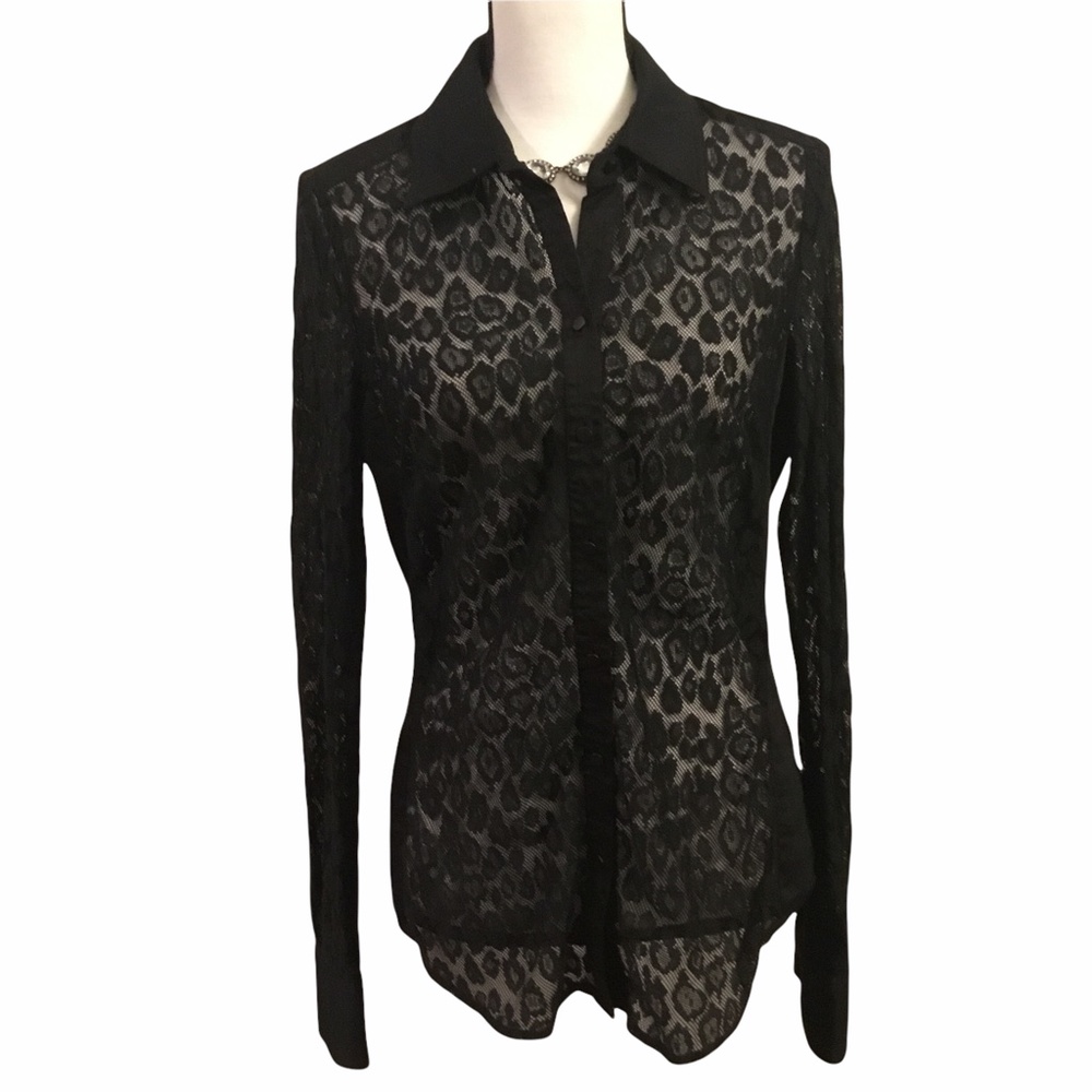 ETCETERA Black Lace Blouse Long Sleeve